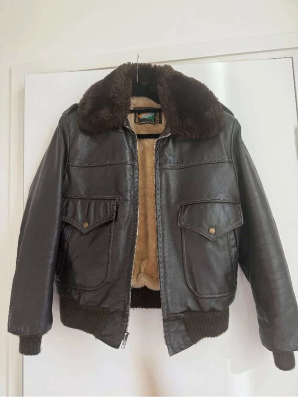 Chic Vintage Leather Bomber Jacket - Made in USA